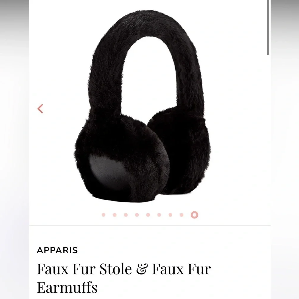 Apparis Black White Faux Fur Stole and Earmuffs